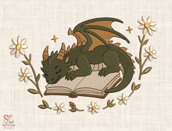 Book with Flowers Embroidery Design
