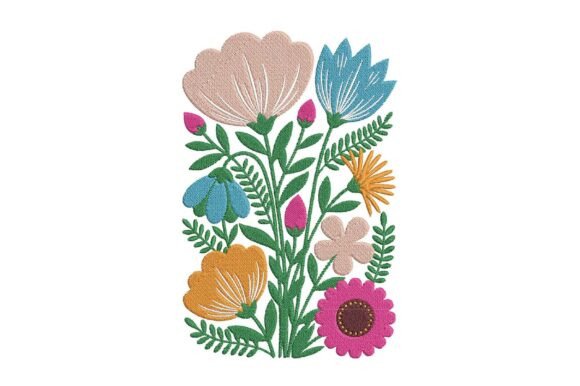 Botanical Flowers Embroidery Design