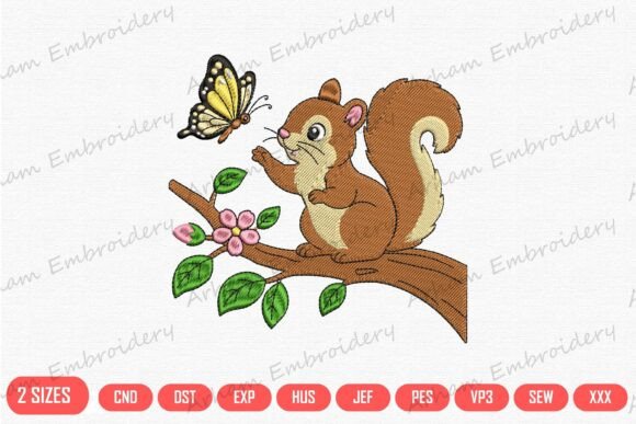 Curious Squirrel and Butterfly
