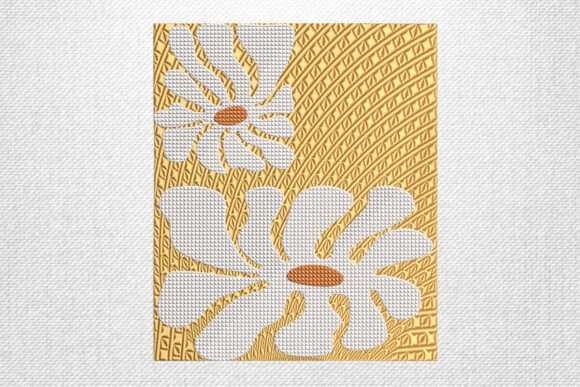 Golden Daisy Floral Embroidery Art