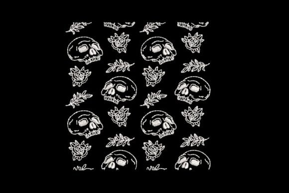 Gothic Skull and Rose Embroidery Pattern