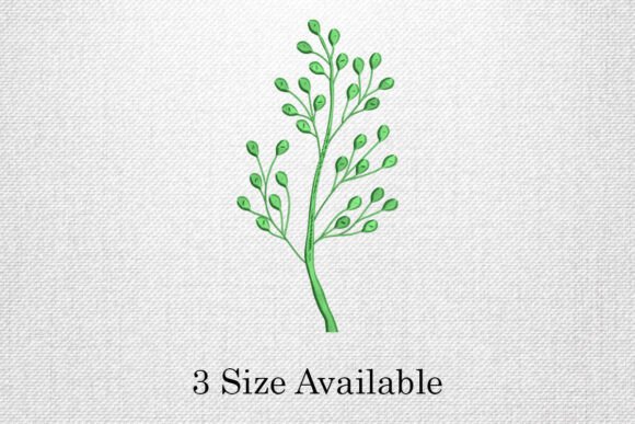 Green Leaf Stem Embroidery Design