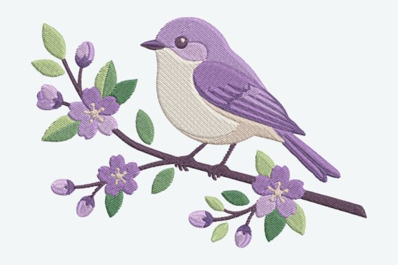 Lavender Bird Embroidery Design