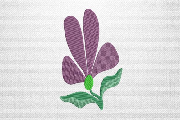 Purple Petal Leaf Embroidery Design