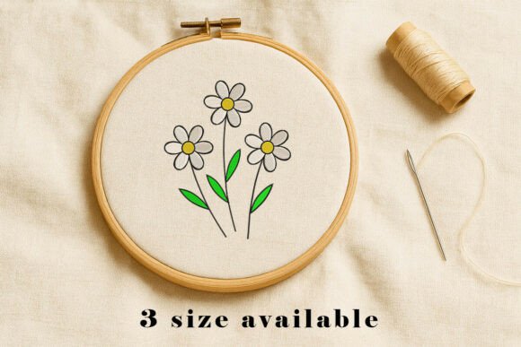 Simple Daisy Flower Embroidery File